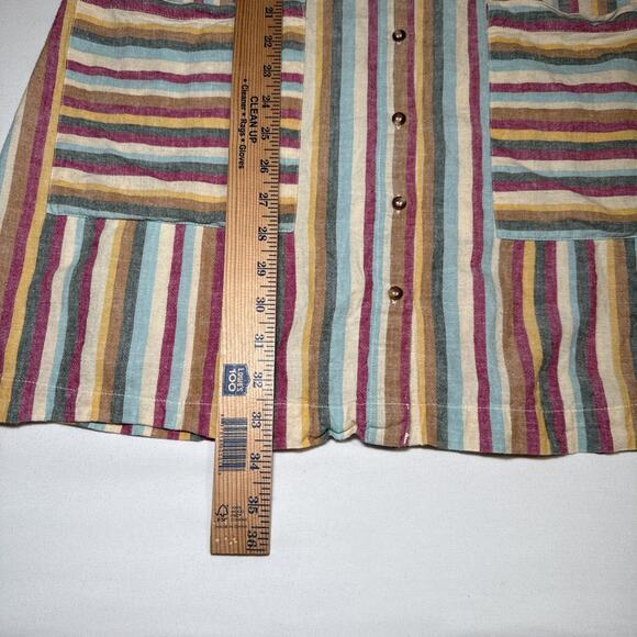 Lou & Grey for Loft XS Colorful Striped Short Sleeve Linen Blend Shirt Dress EUC - Picture 9 of 11